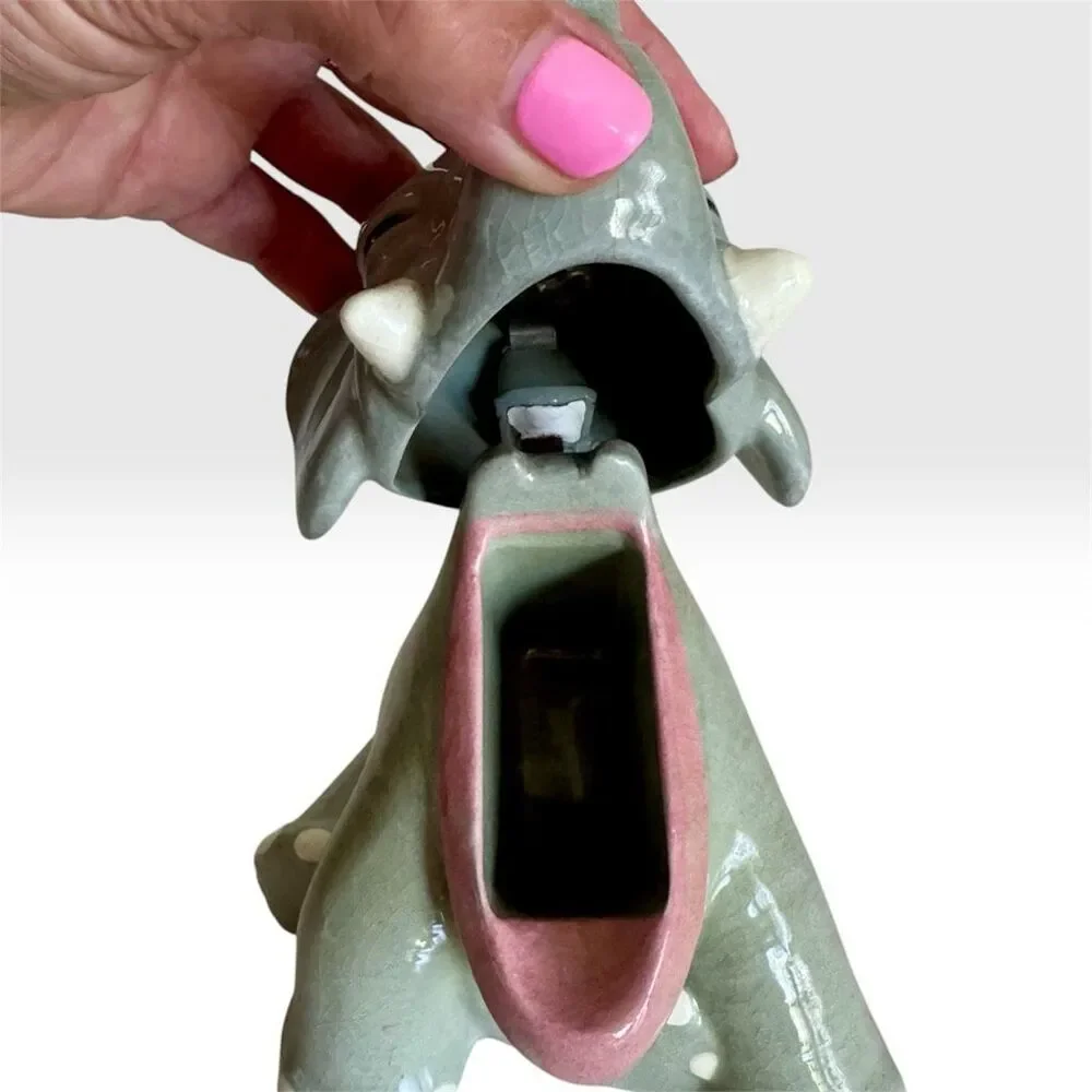 Vintage Mid-Century Ceramic Elephant Ashtray Trinket Novelty Decor Signed Alex